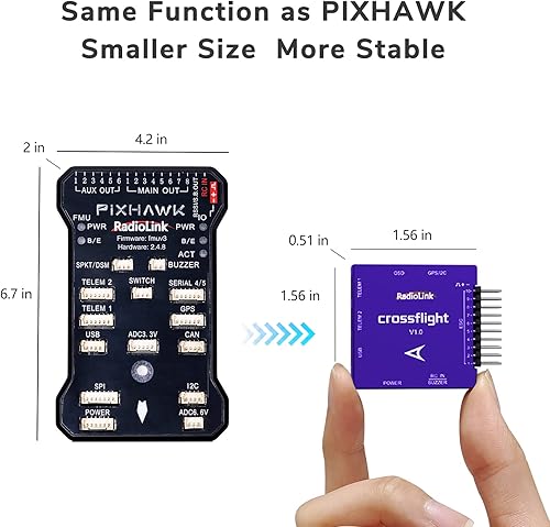 Miniatura 3 de Radiolink Controlador de vuelo Crossflight y módulo de brújula GPS M8N TS100, módulo OSD de 10 salidas PWM integrado, amortiguación de vibraciones
