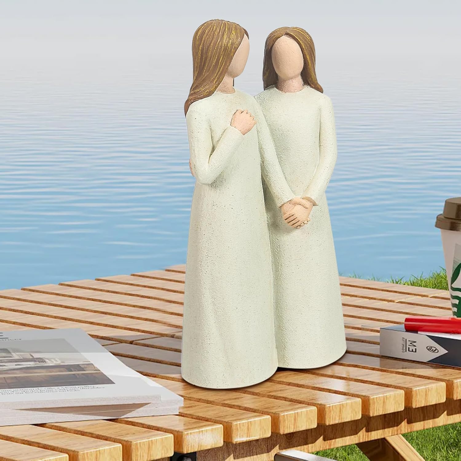 Mother and Daughter Figurines, Gifts for Mom from Adult Daughter, Sculpted Hand-Painted Statues Mother in Law Gifts for Mother’s Day Anniversary Birthday Christmas - Image 3