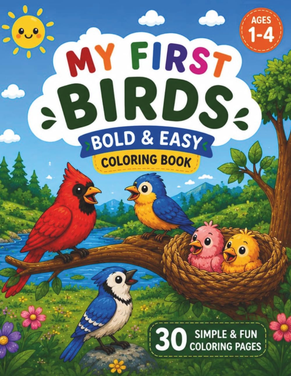 My First Birds Bold & Easy Coloring Book: Cute and Easy Bird Coloring Pages for Ages 1-4, Simple Baby Birds, Owls, Parrots, Flamingos and more (My First Coloring Books)