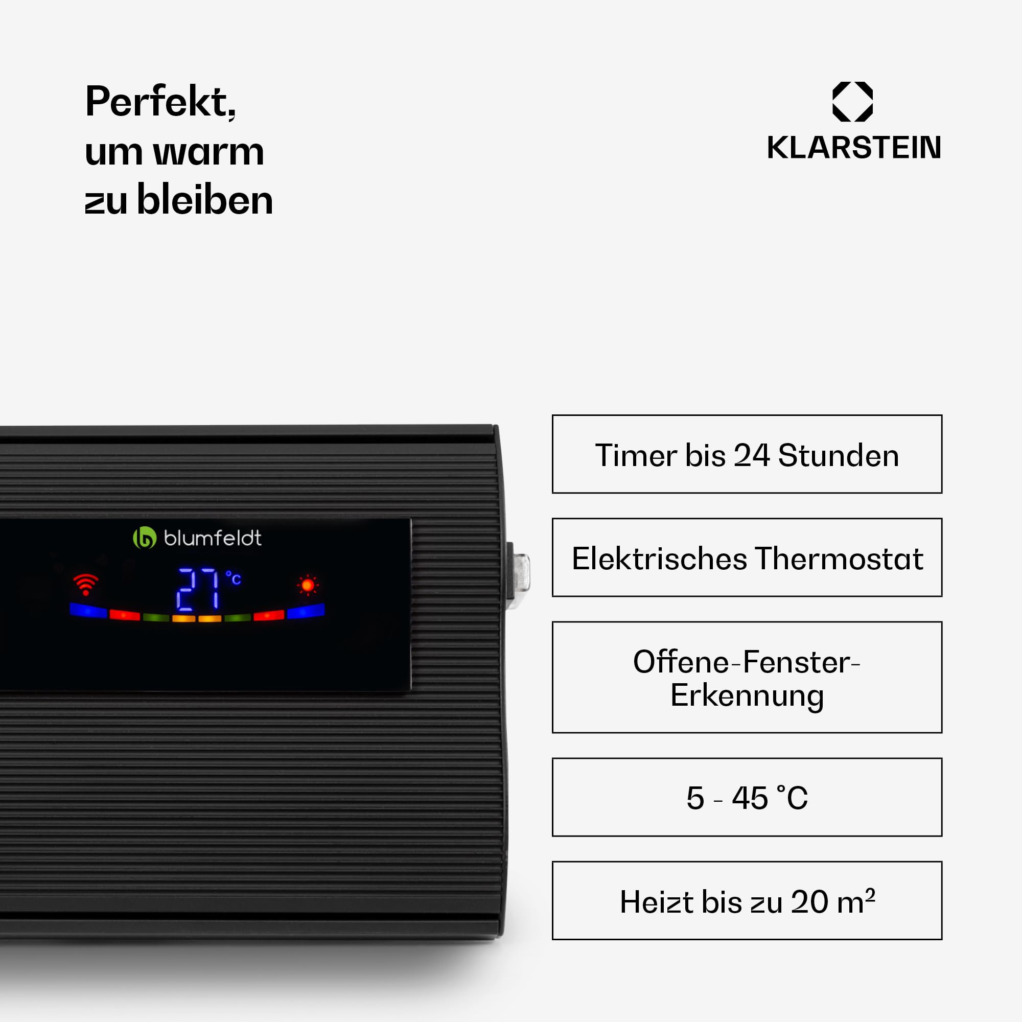 Klarstein Heizstrahler, Elektrische Heizung Terrasse & Garten, Infrarotstrahler mit WiFi App-Steuerung, Timer, LED-Anzeige, IP44 Infrarot Heizstrahler, CO2-Freie, Energieeffiziente Heizung, 2400W