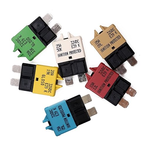 Miniatura 6 de 32vdc Manual Reset Disyuntor Fusible E39 Bajo Perfil ATC/ATO (5A 10A 15A 20A 25A 30A -6pcs Mixto)