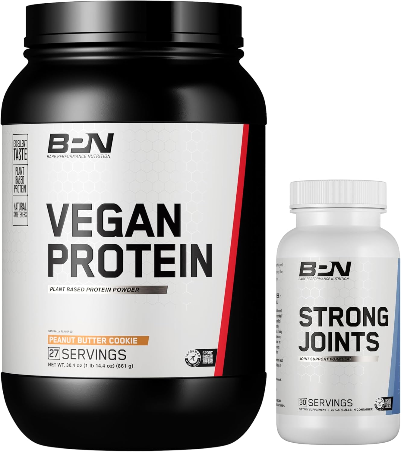 BARE PERFORMANCE NUTRITION BPN Vegan Peanut Butter Cookie Protein + Strong Joints Bundle