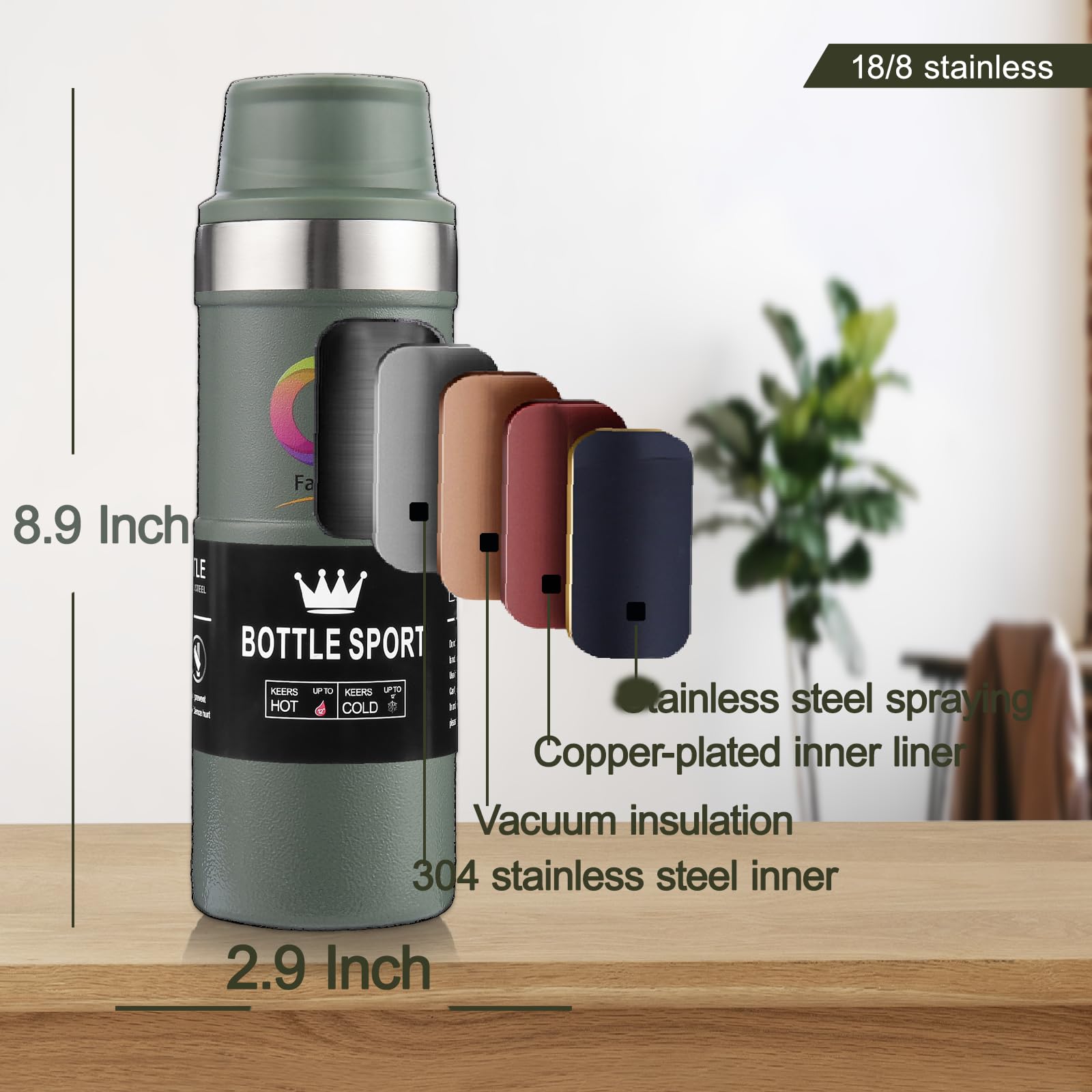 Stainle Trigger Action Mug de voyage en acier inoxydable Bouteille d'eau isotherme de 500 ml Tasse à café isotherme en acier inoxydable pour chaud et froid
