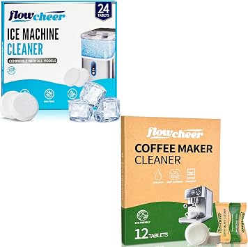 flowcheer Ice Maker Cleaner Tablets, Cleaning and Descaler for Countertop and Home Ice Machines&Coffee Maker Cleaner&Descaler Tablets12-Pack