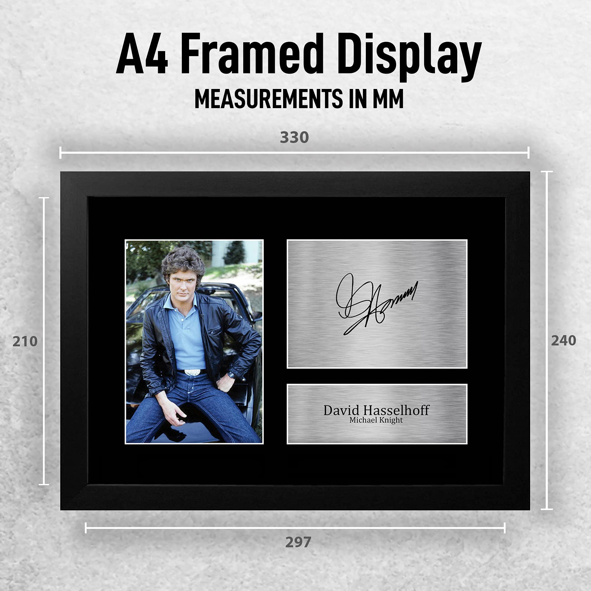 HWC Trading FR A4 David Hasselhoff Knight Rider Regali Stampati Autografo Firmato Immagine Per Gli Appassionati Di Programma Televisivo - A4 Framed