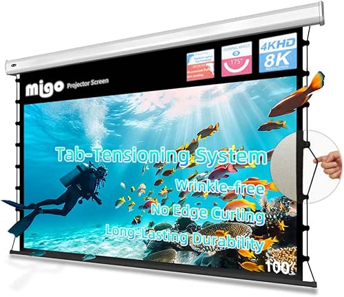 MIGO Projector Screen (White Housing, 100 inch Tab-tensioned Grey Crystal)