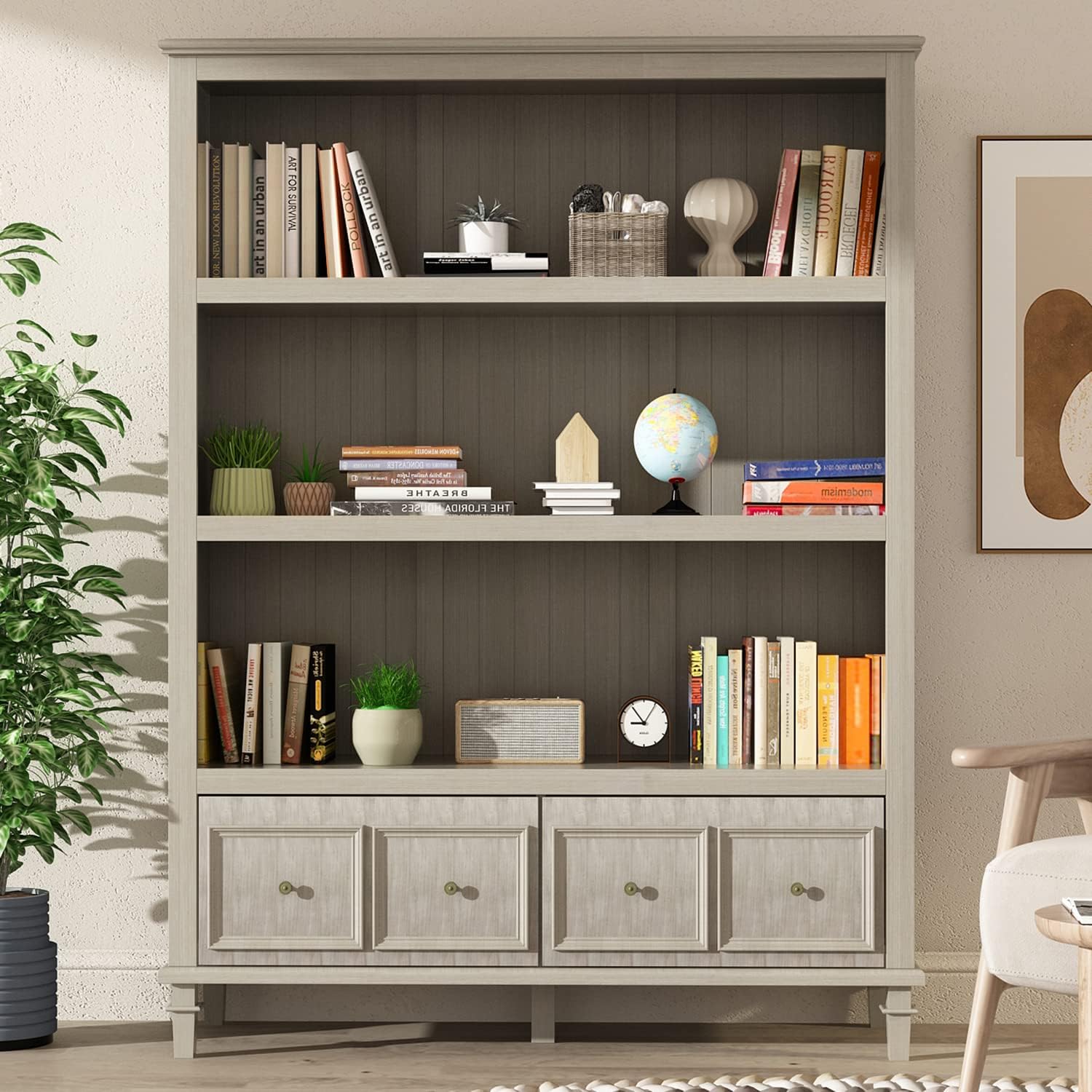 AGOTENI Modern Bookcase Storage Storage Wooden