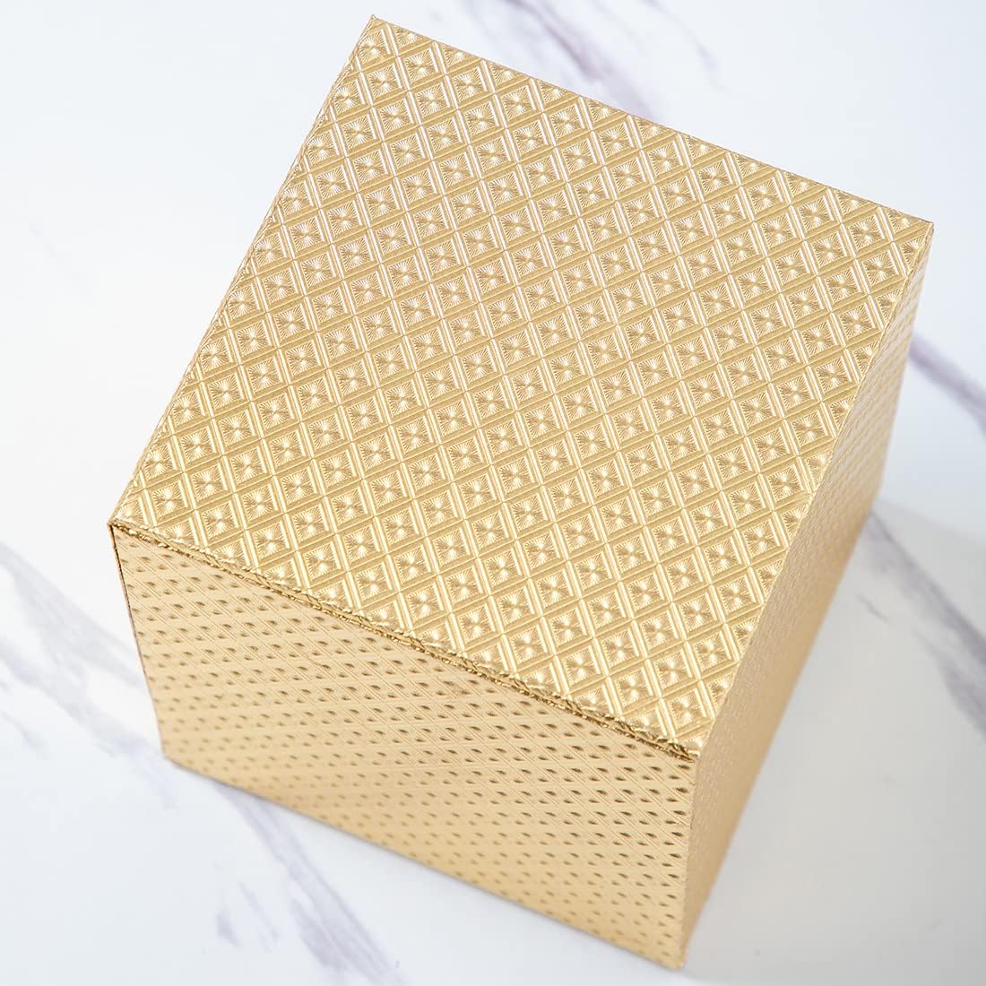 Gold PU Leather and Wood Square Tissue Box Cover