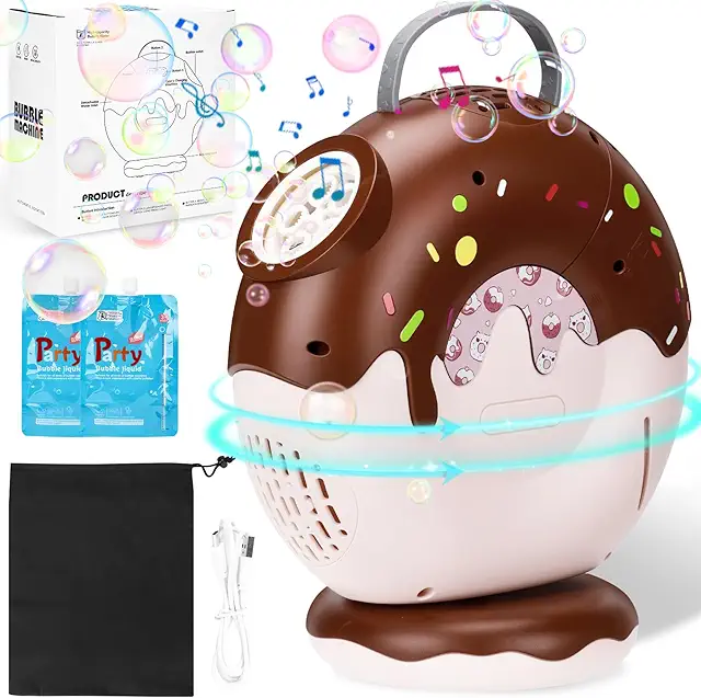 Máquina de Fazer Bolhas Automática Portátil com Rotação 90°/360° para Crianças