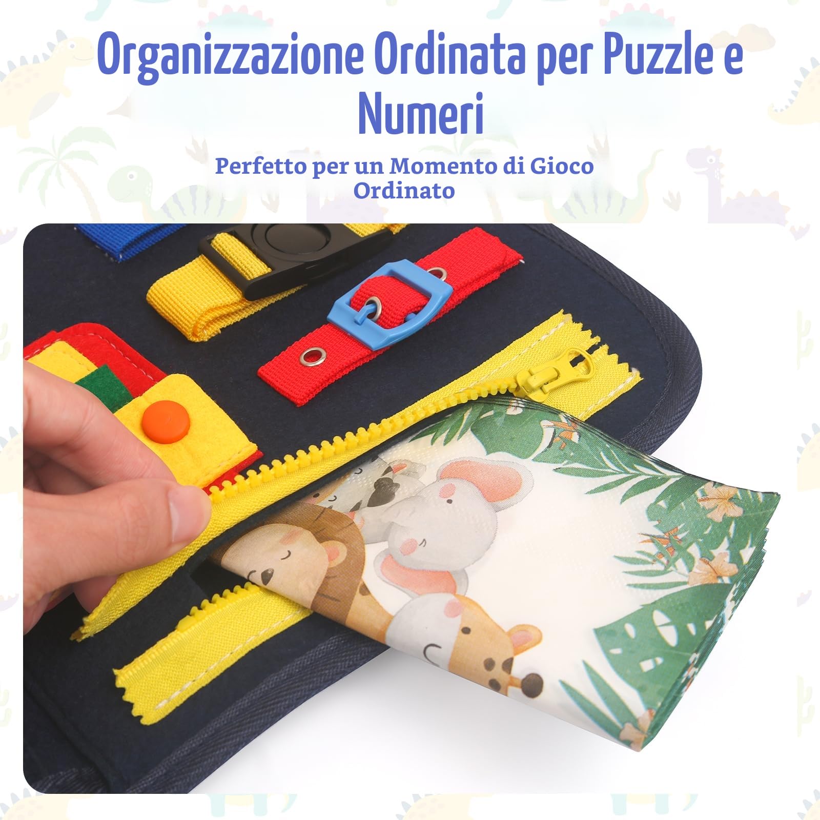 Withosent Busy Board per Bambini a 4 Strati, Activity Board Portatile Montessori Giocattoli Baby Sensory Board a Partire dai 3 4 Anni di età, per Imparare Le conoscenze di Base