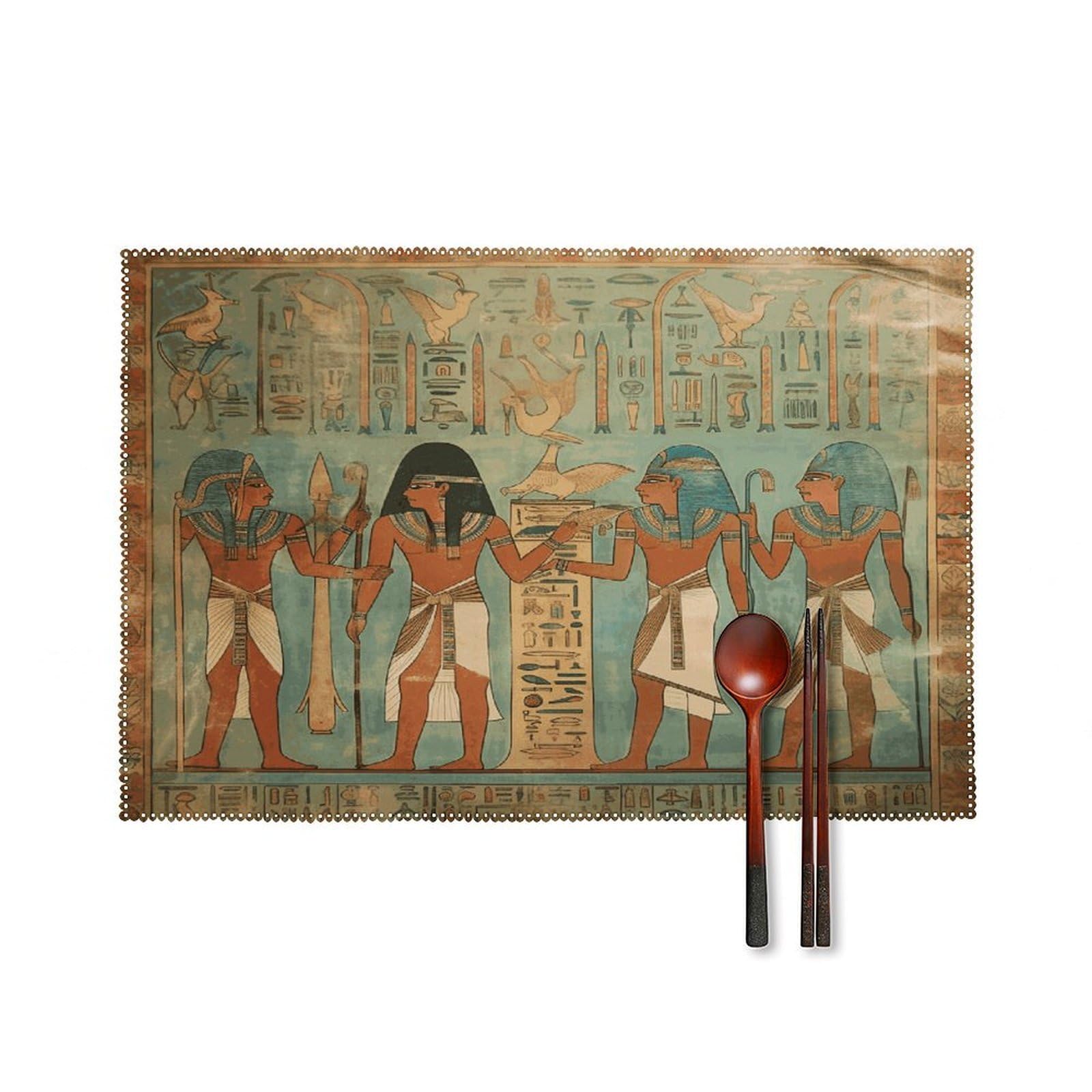 Women in Ancient Egypt Placemats Washable Canvas Place Mats Decoration Placemat for Dining Table Easy to Clean Tables Mat Set of 6 for Kitchen Dining Room Coffee Table