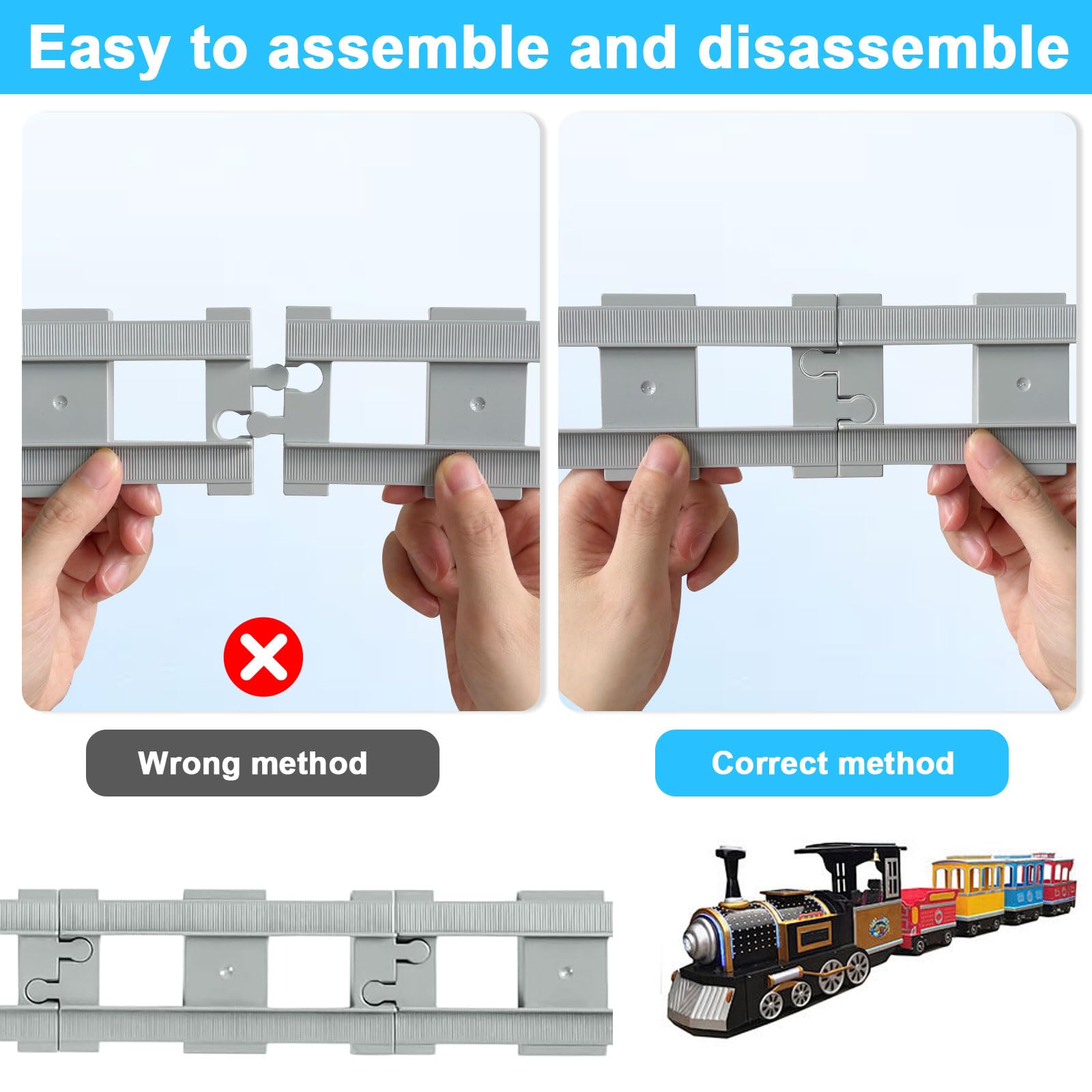 Lot de 67 blocs de construction pour rails de train, compatibles avec le leader du marché, changement d'orbite, rails droits, courbes, railway rails, jouets pour enfants