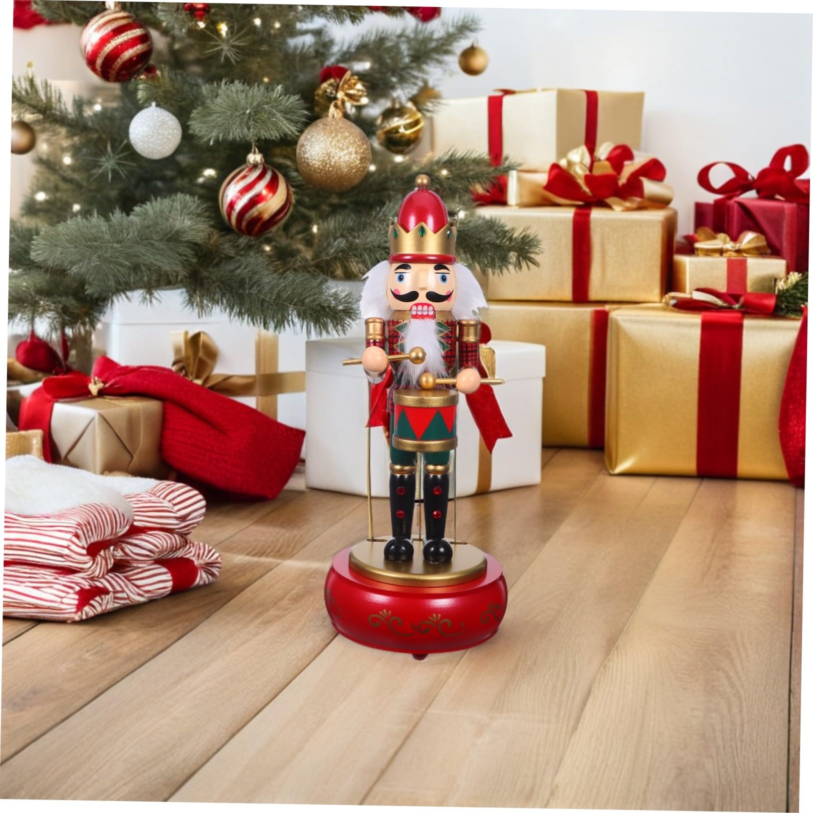 Mipcase Carillon in con Base Rotonda Scatola Musicale Natalizia Carica Manuale Decorazione Festiva per Soggiorno e Feste Natale