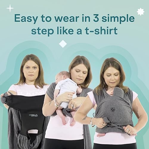 Miniatura 3 de Koala Babycare Envoltura portabebés, fácil de llevar como una camiseta, envoltura para bebé, talla única, portabebés para recién nacidos de hasta 22