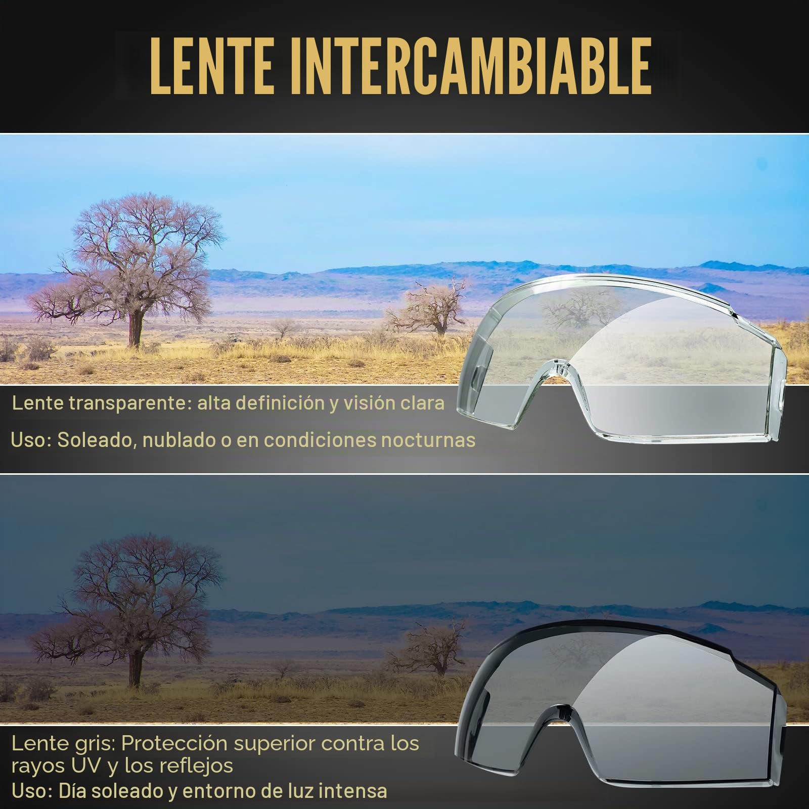 OneTigris Gafas de protección tácticas, gafas de seguridad a prueba de polvo, gafas de seguridad con CE EN166 y ANSI Z87.1, gafas de protección de visión completa para usuarios de gafas, obra