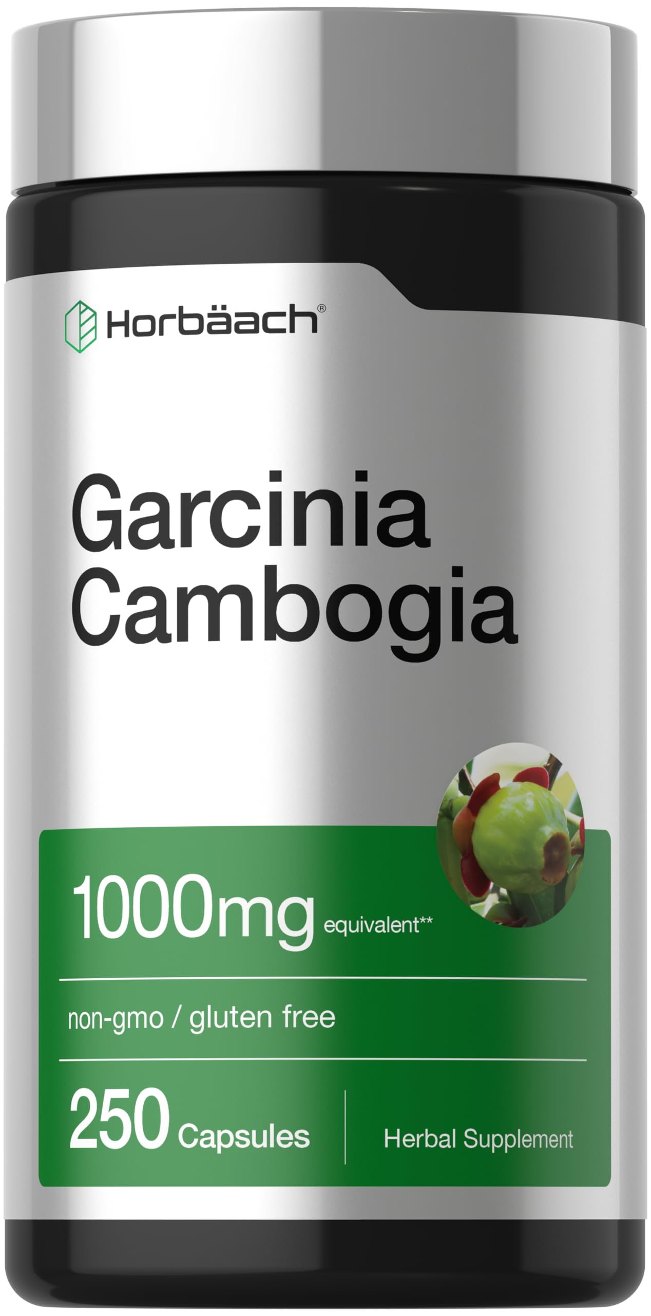 Horbaach Garcinia Cambogia Extract Pills | 1000mg | 250 kapslar | Herbal Extract Supplement | Non-GMO, Gluten Free
