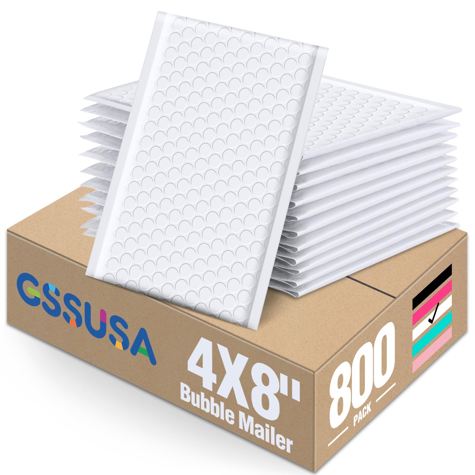 GSSUSA White Bubble Mailers 4x8 Small Padded Envelopes 800Pack