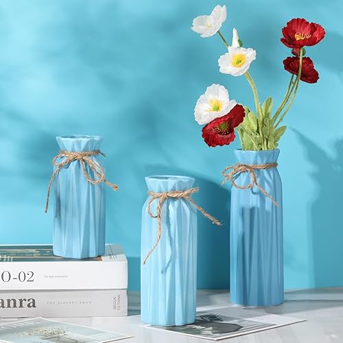 Miniatura 4 de Juego de 3 jarrones de Navidad de cerámica para mesa de flores para árbol de flores, tallos altos, centros de mesa altos, decoración estética de