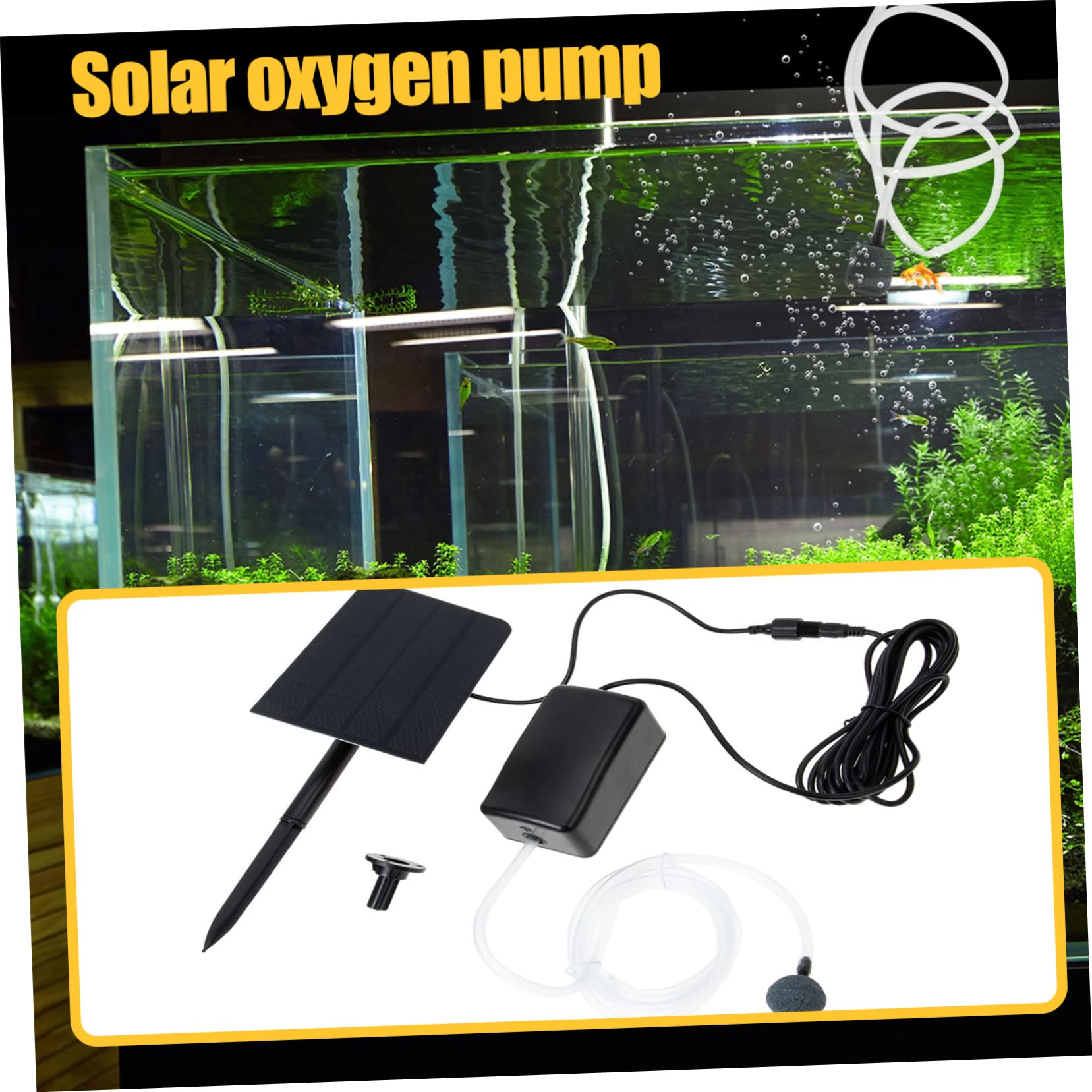 Happyyami 1set Pompa Per Solare Aeratore Energetico Per Acquari e Laghetti Silenziosa e Efficiente Per Pesci Ornamentali e Piante Acquatiche