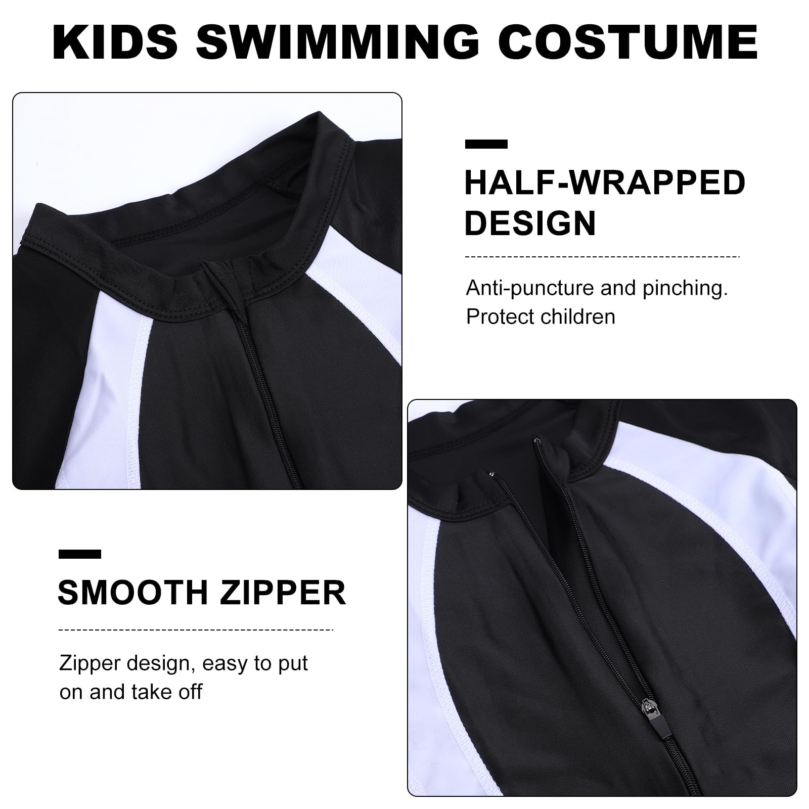 Lancry Maillot de bain une pièce pour garçons et filles, maillot de bain à manches courtes pour filles de 6 à 14 ans