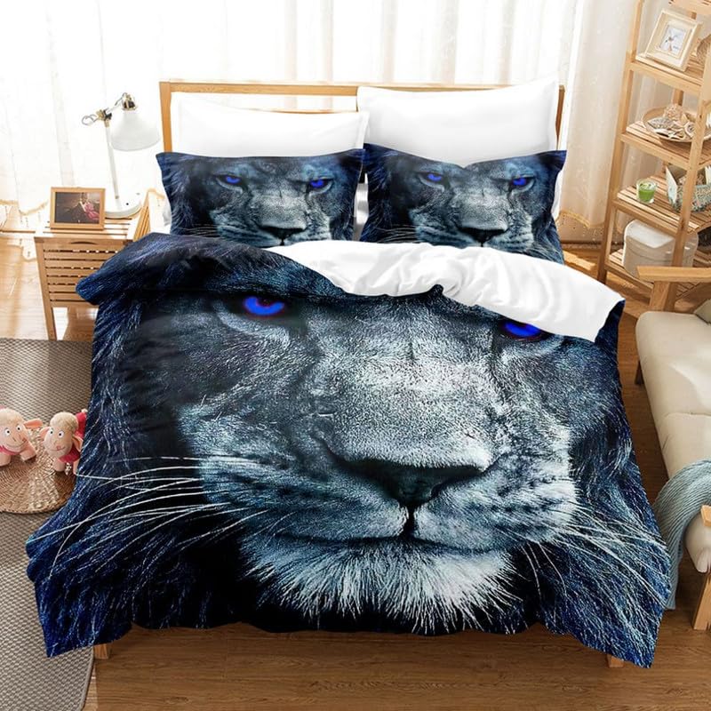 Housse de couette 220x240 bleu marine animaux pour parure de lit adulte