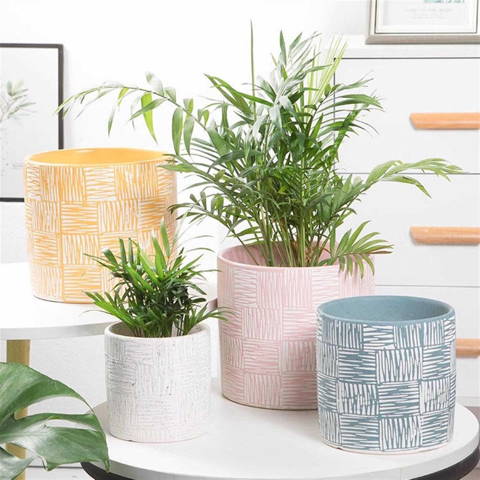Dekoracja Prosta duża ceramiczna doniczka dom salon kryty kreatywny luksus sadzenia zielonych roślin doniczkowych w pomieszczeniach (pomarańczowy, duży)