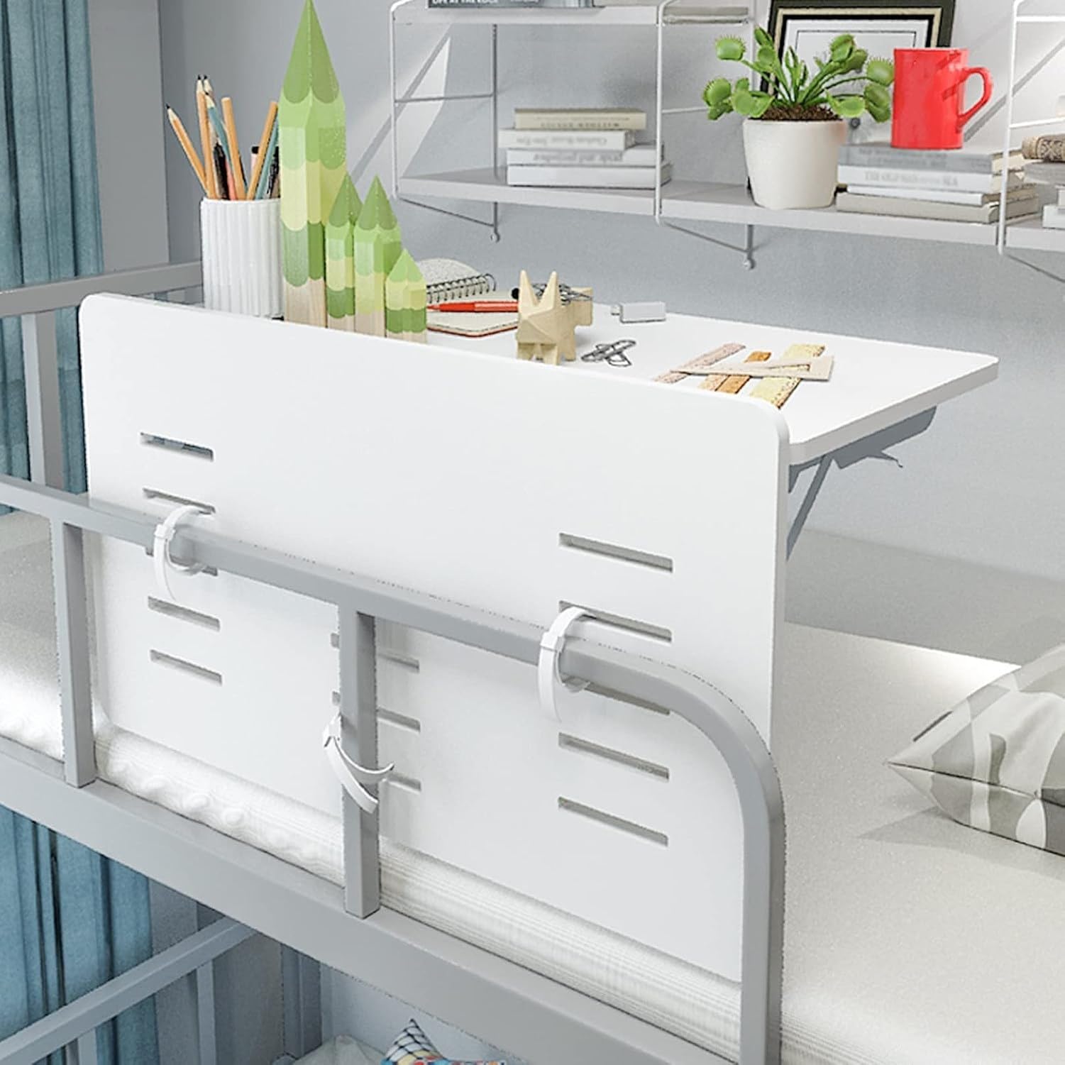 Litera estante para cama, mesa portátil con, Blanco, 80*40cm/31*16 pulgadas