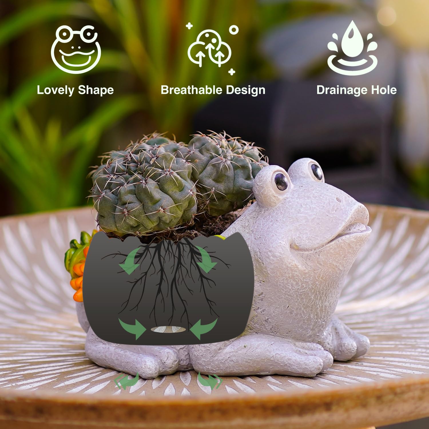 Statue Grenouille Endormie Sur Balançoire – Résine Pour Décor Jardin Ou Intérieur – Peint à La Main