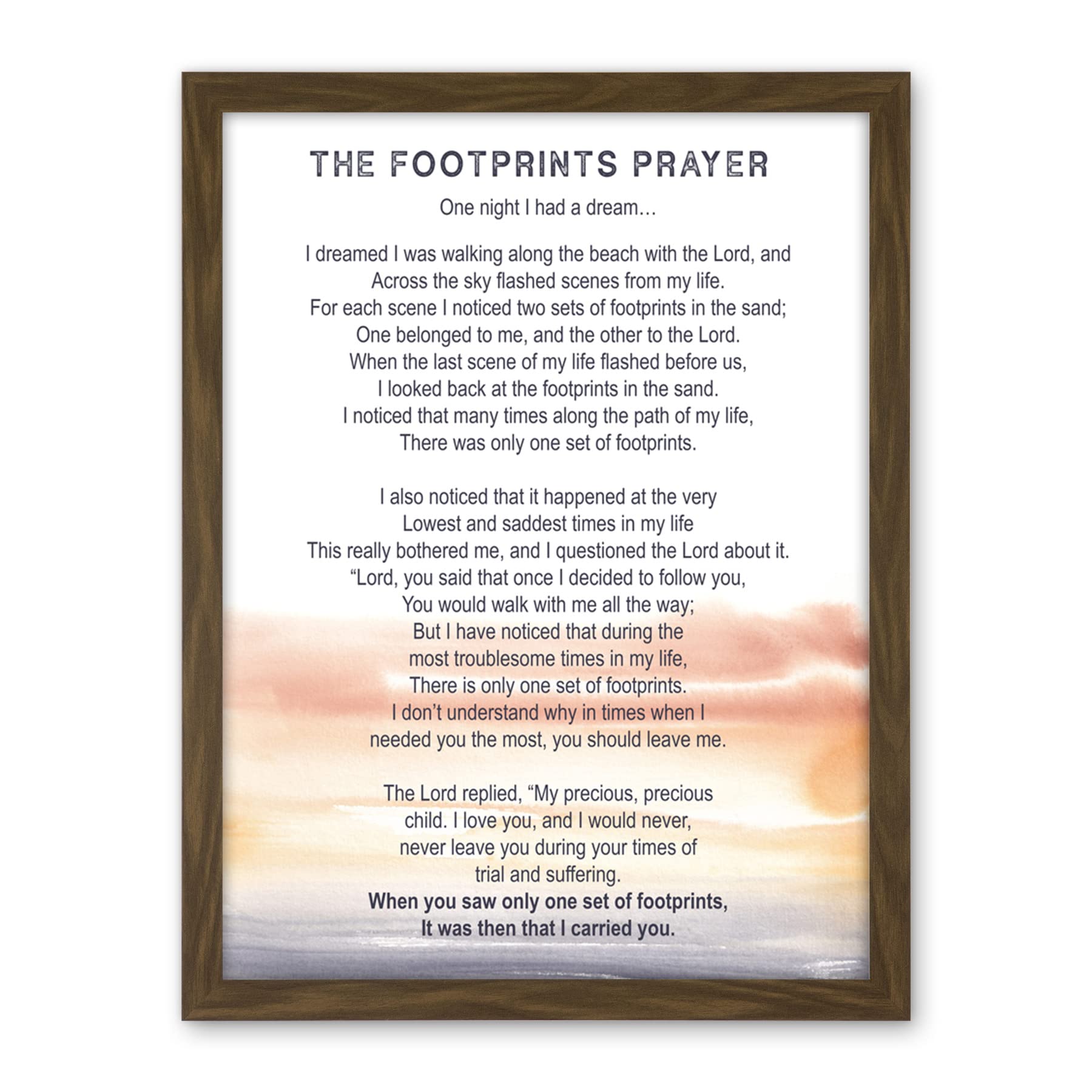 Artery8 Lord Jesus Footprints In The Sand Poem Watercolour Artwork Framed Wall Art Print 18X24 Inch