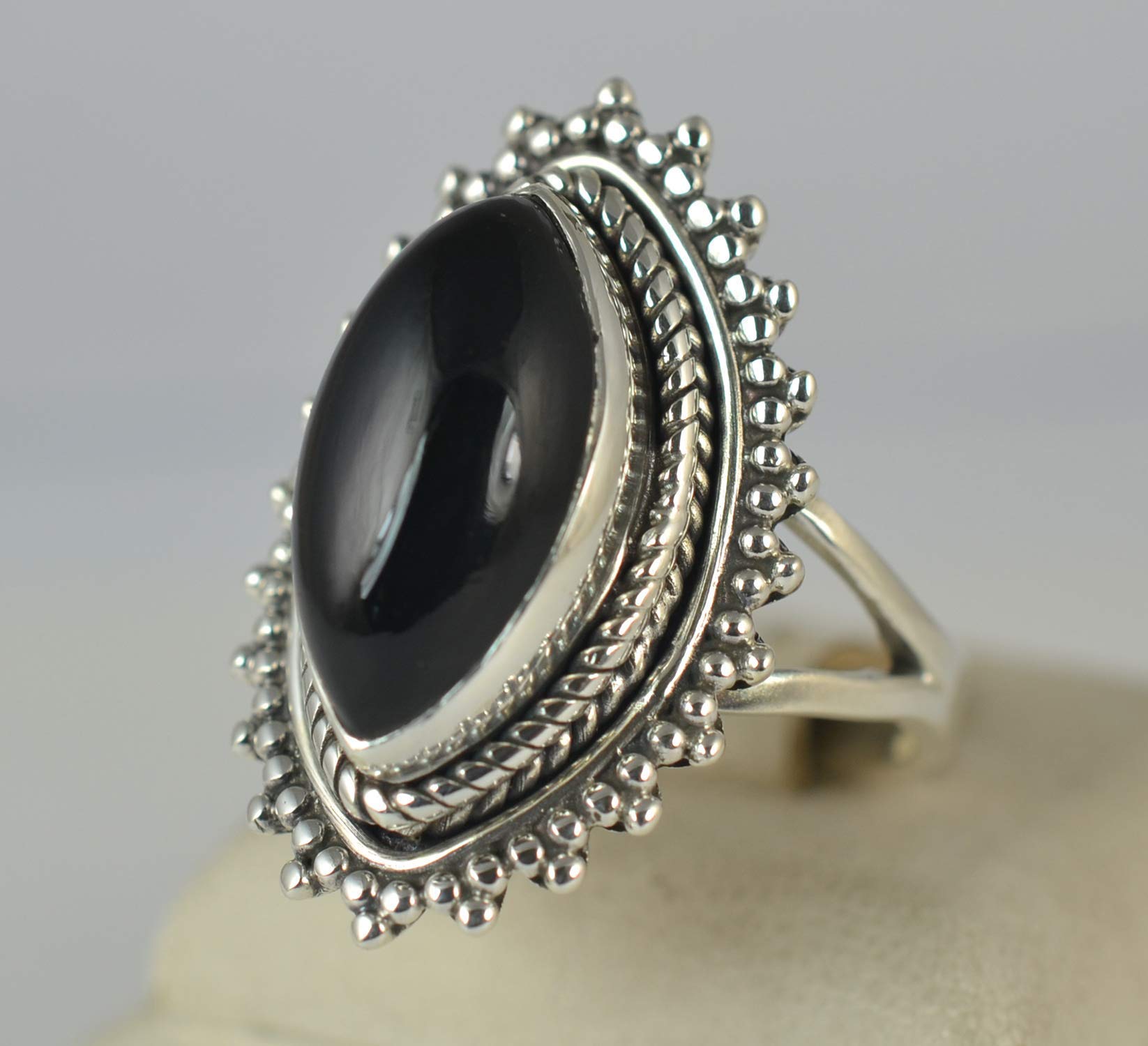 Schwarzer Onyx-Ring aus 925er Sterlingsilber