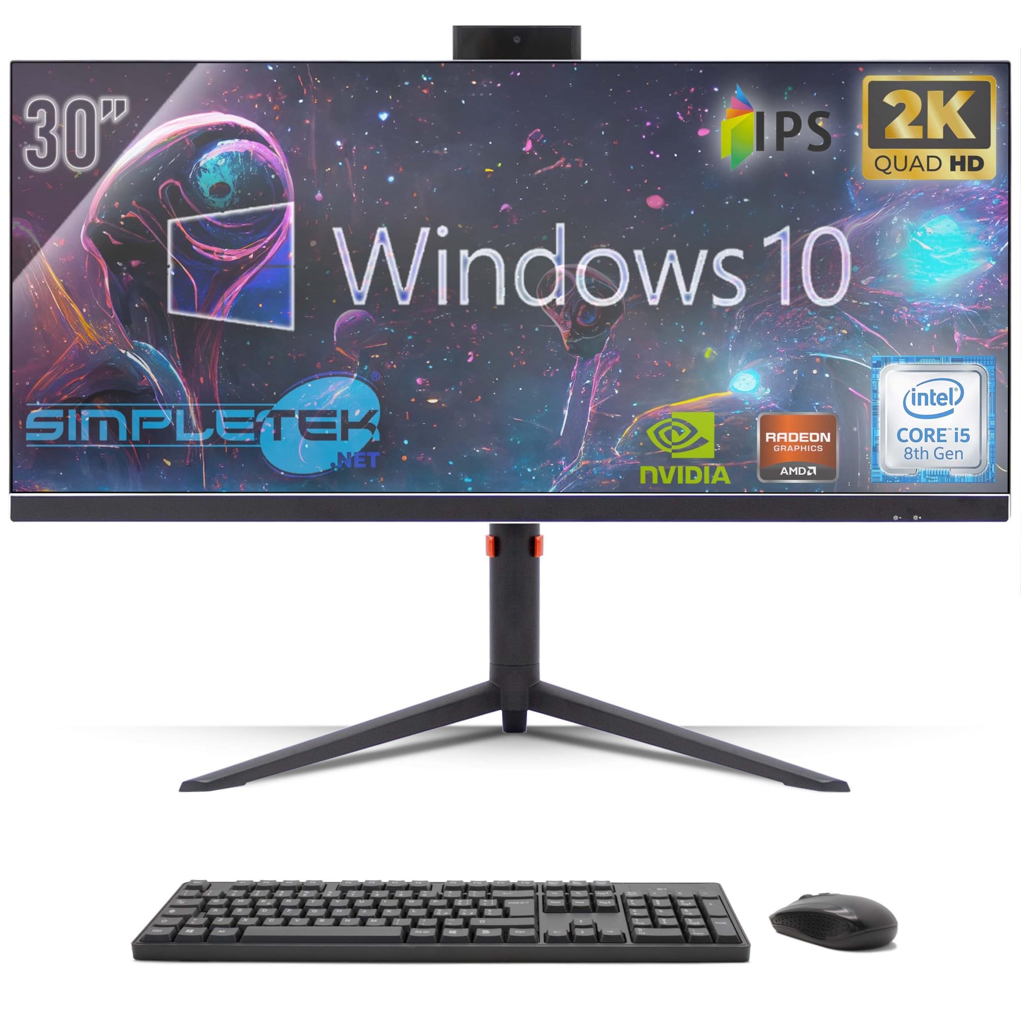 SIMPLETEK - All in One PC 30" IPS 2K Core i5 RTX 4060 8GB | Windows 10 Pro - 16GB DDR4 240GB SSD M2 + 2TB | Computer Fisso da Gaming Tutto in Uno WiFi6 HDMI
