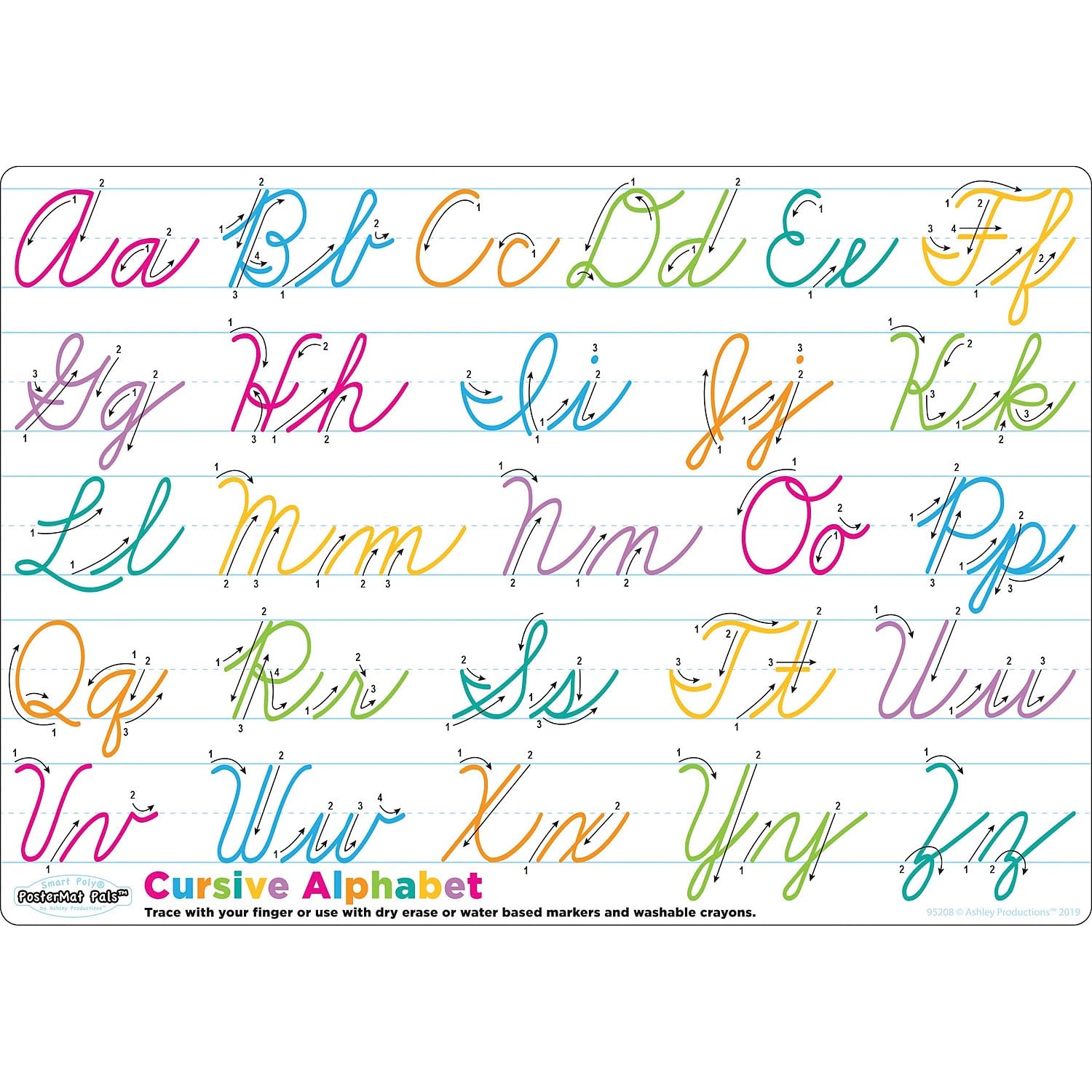 Ashley Productions Smart Poly Single Sided PosterMat Pals, Cursive Handwriting, 12" x 17.25" (ASH95208)