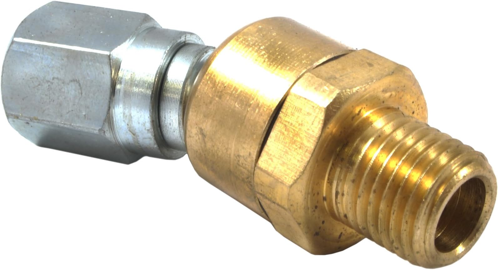 Forney Brass Airline Ball Swivel Fitting - 1/4 Inch Male To Female NPT Connector