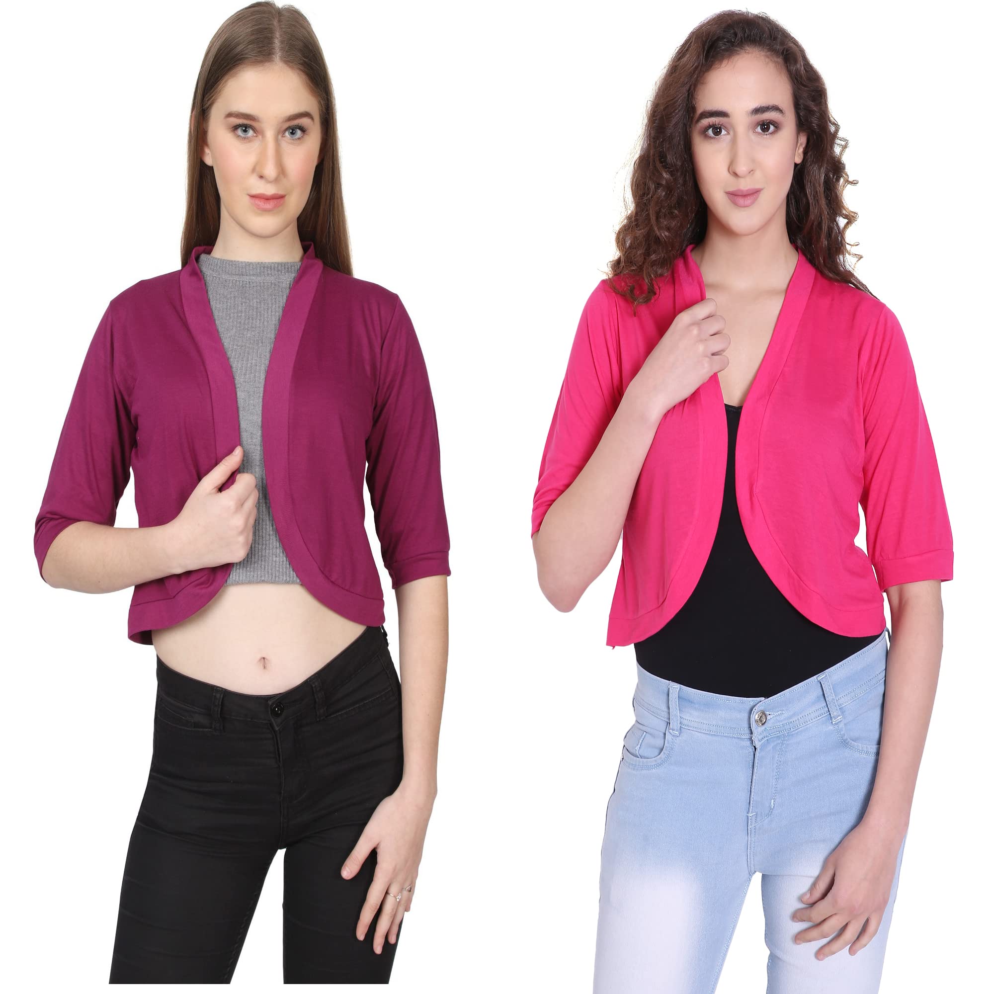 Latest Solid Printed Shrug for Girls & Women in Combo (Pack of 2)-picture-37