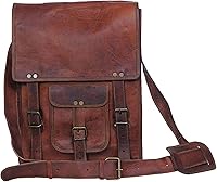 Komal's Passion Leather Full Grain Crossbody Messenger Satchel Bag - Fits 11" Tablet, Men Women Brown Vintage Style