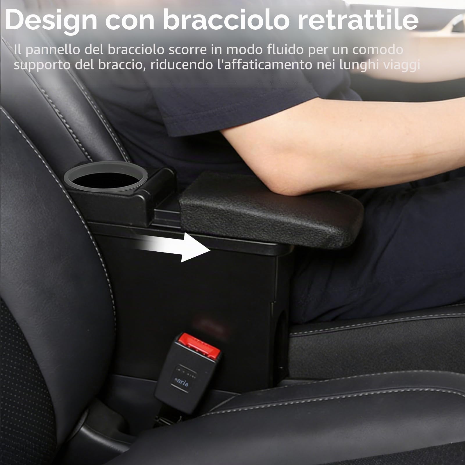 Scatola portaoggetti centrale per Leapmotor T03 2023-2025, bracciolo per auto con poggiabraccio estensibile, portabicchieri e vano portaoggetti centrale con scomparto guanti