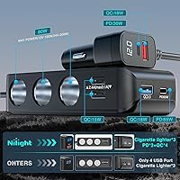 Vista 12 de Nilight Panel de enchufe de cargador de encendido y apagado 4 en 1, cargador USB dual, toma de corriente, voltímetro LED, encendedor de cigarrillos