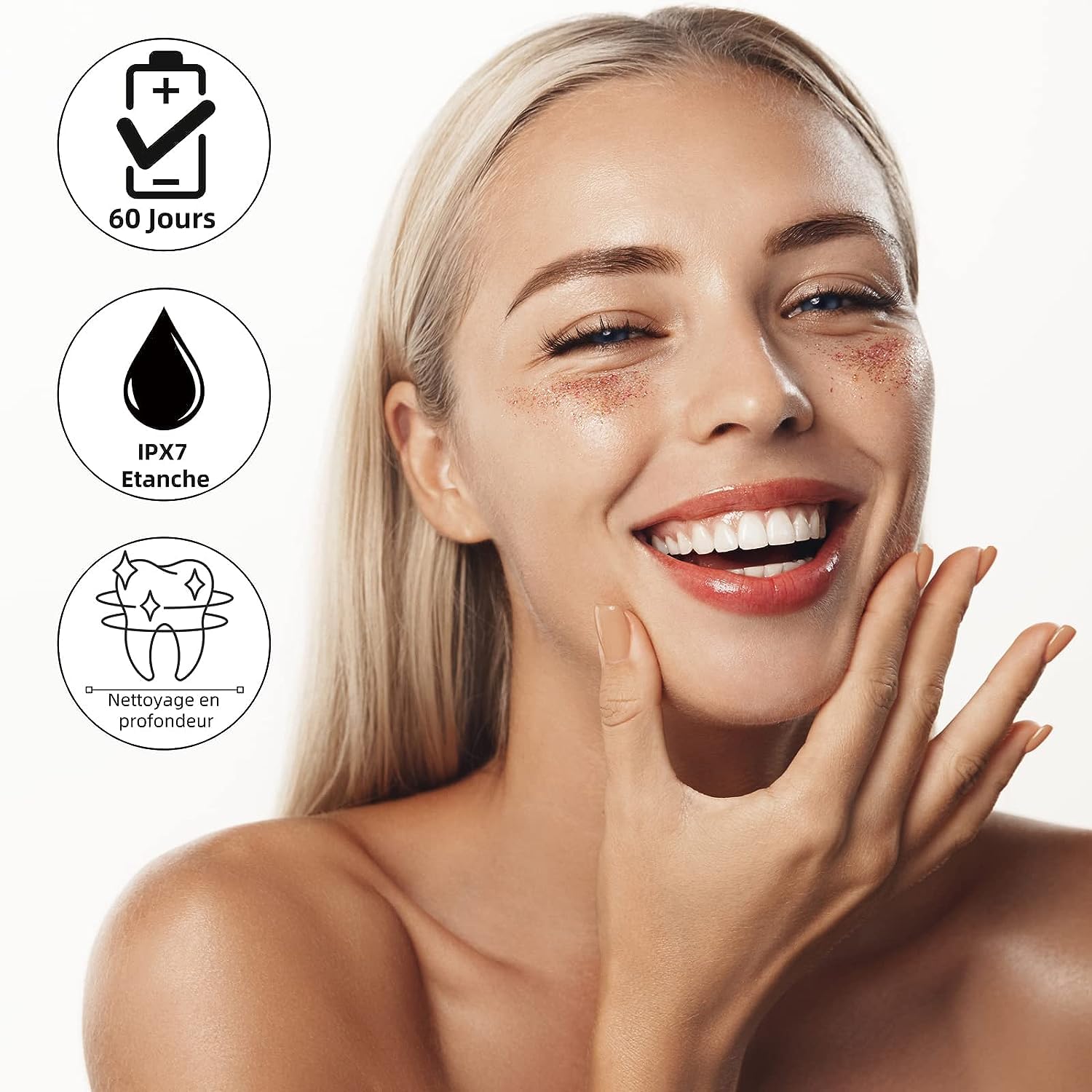 Jet Dentaire Hydropulseur Portable, Jet Dentaire Sans Fil Rechargeable avec 4 Modes Capacité de 310 ml IPX7 Étanche H6