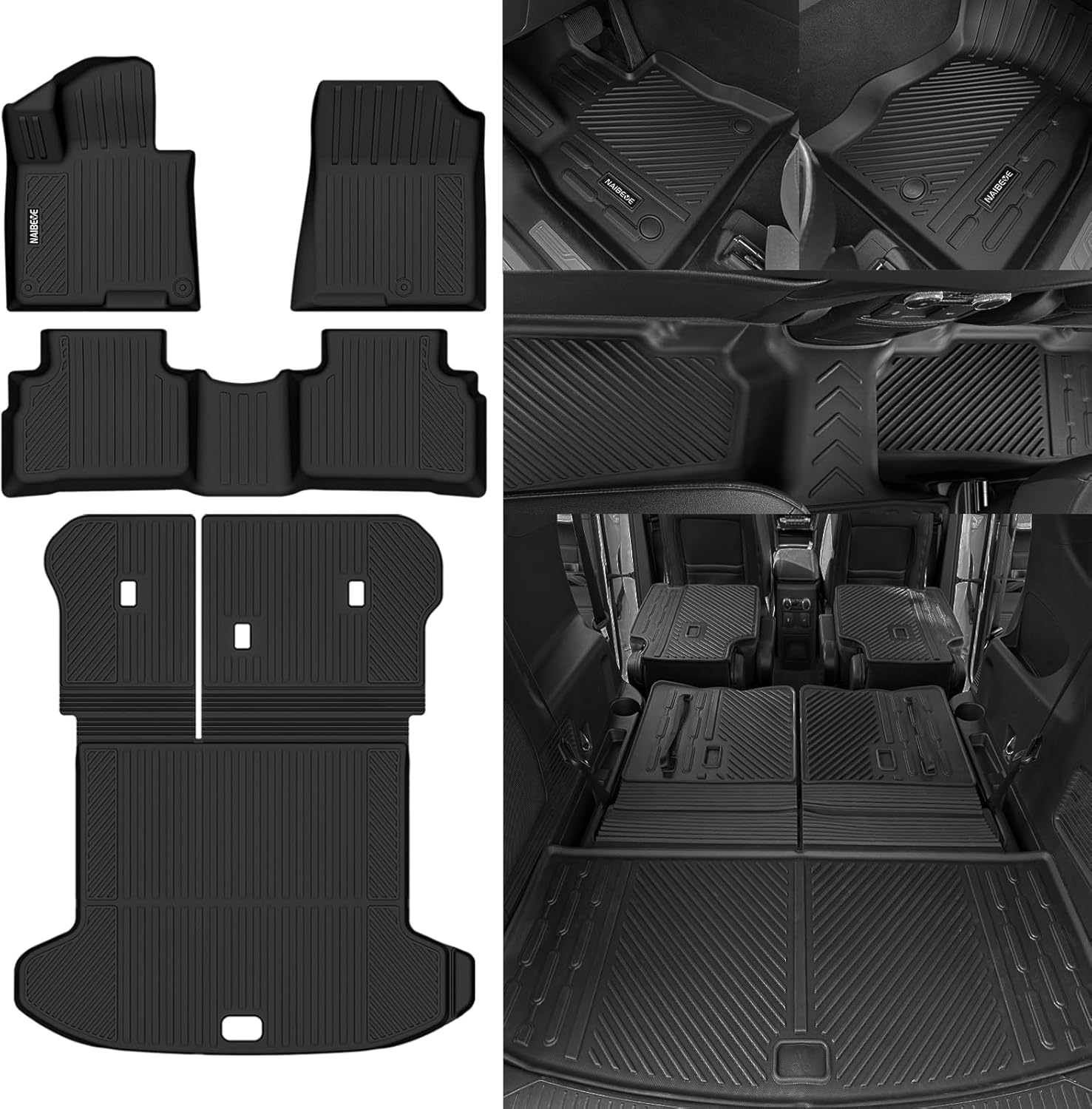 Naibeve Floor Mats for 2023 2024 2025 Kia Sportage Gas (Not for Hybrid) - All Weather Custom Fit for Kia Sportage Floor Mats & Trunk Mat & Backrest Mats Waterproof Interior Accessories 1)Sportage Gas|2023-2025