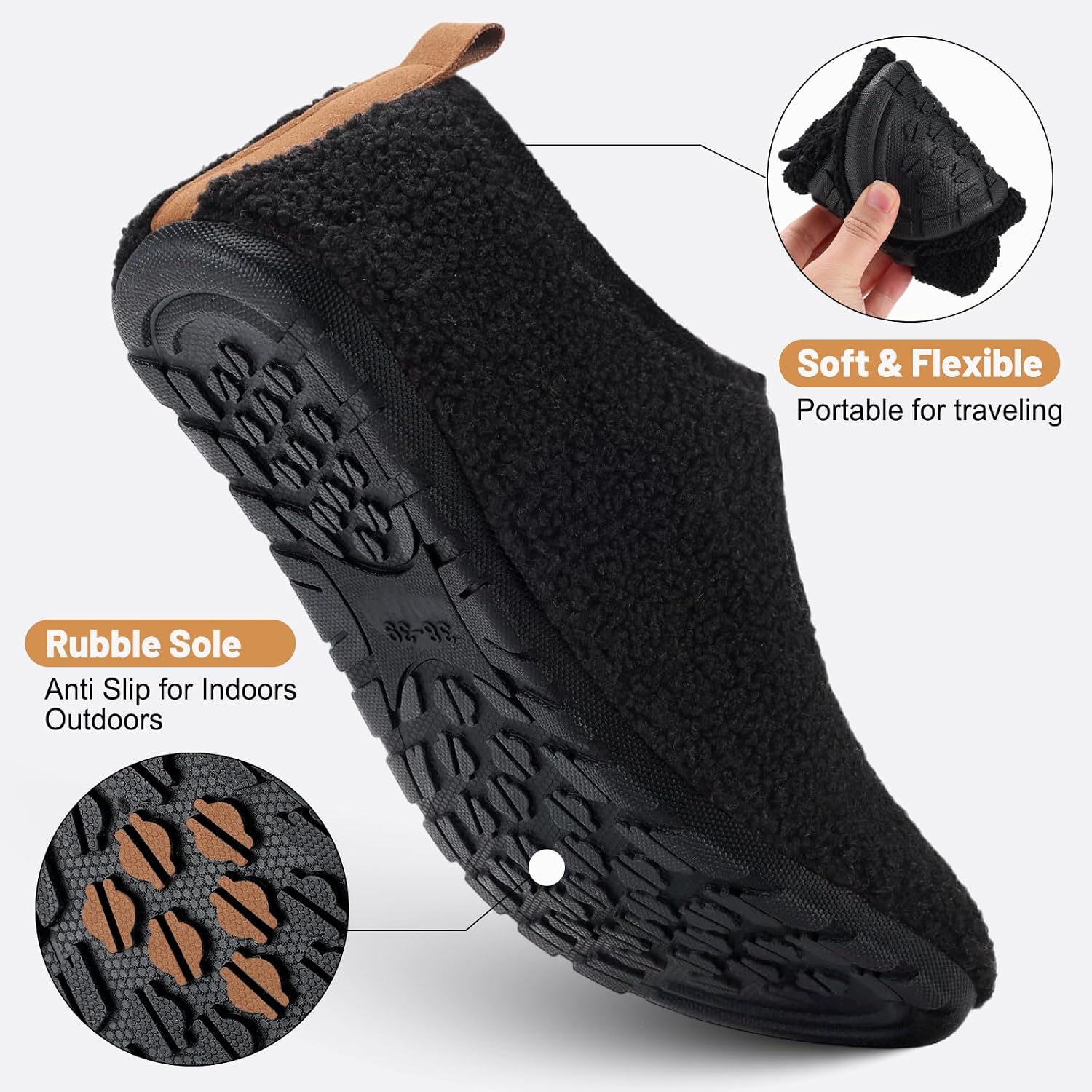 Ultrafun House Slippers for Women Men Slip on Barefoot Slippers Socks Soft Lightweight Rubble Sole House Shoes Indoor/Outdoor image 5