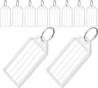 10 PCS Key Tags with Labels and Key Rings, Organize and Identify Your Essentials with Ease, Durable Plastic Key Fobs for Keys, USB, ID Tags, Luggage (White)