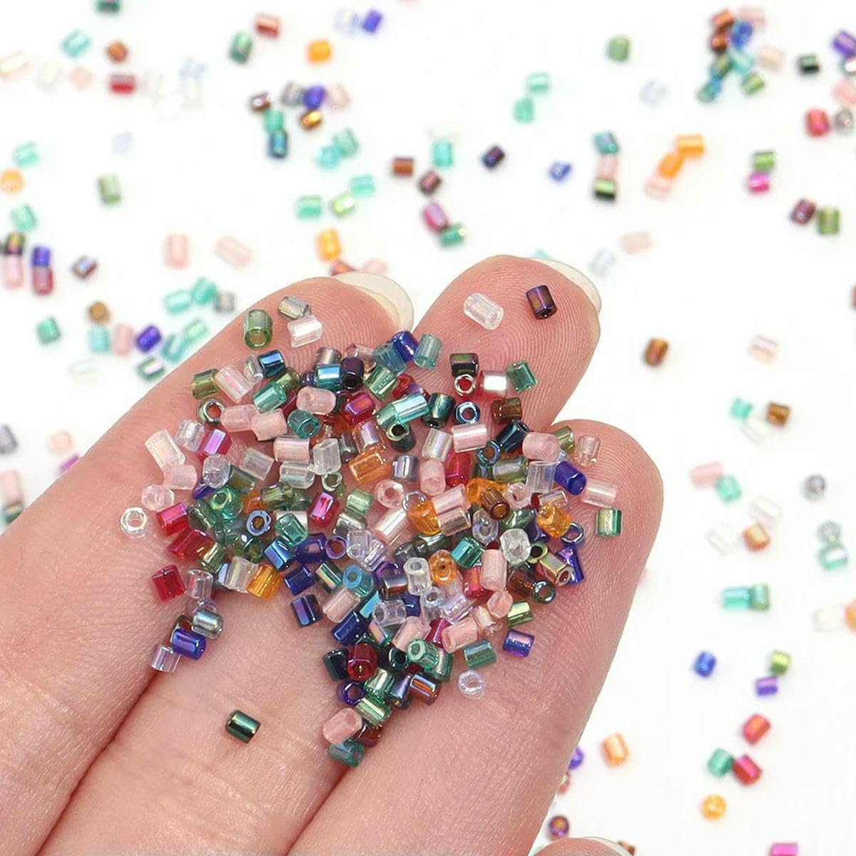 Koraliki szklane, Przekładka, 1100-5000 szt. 2mm AB kształt koloru koraliki do wyrobu biżuterii luźna bransoletka DIY naszyjnik(Lake Green,2mm 5000pcs bagged)