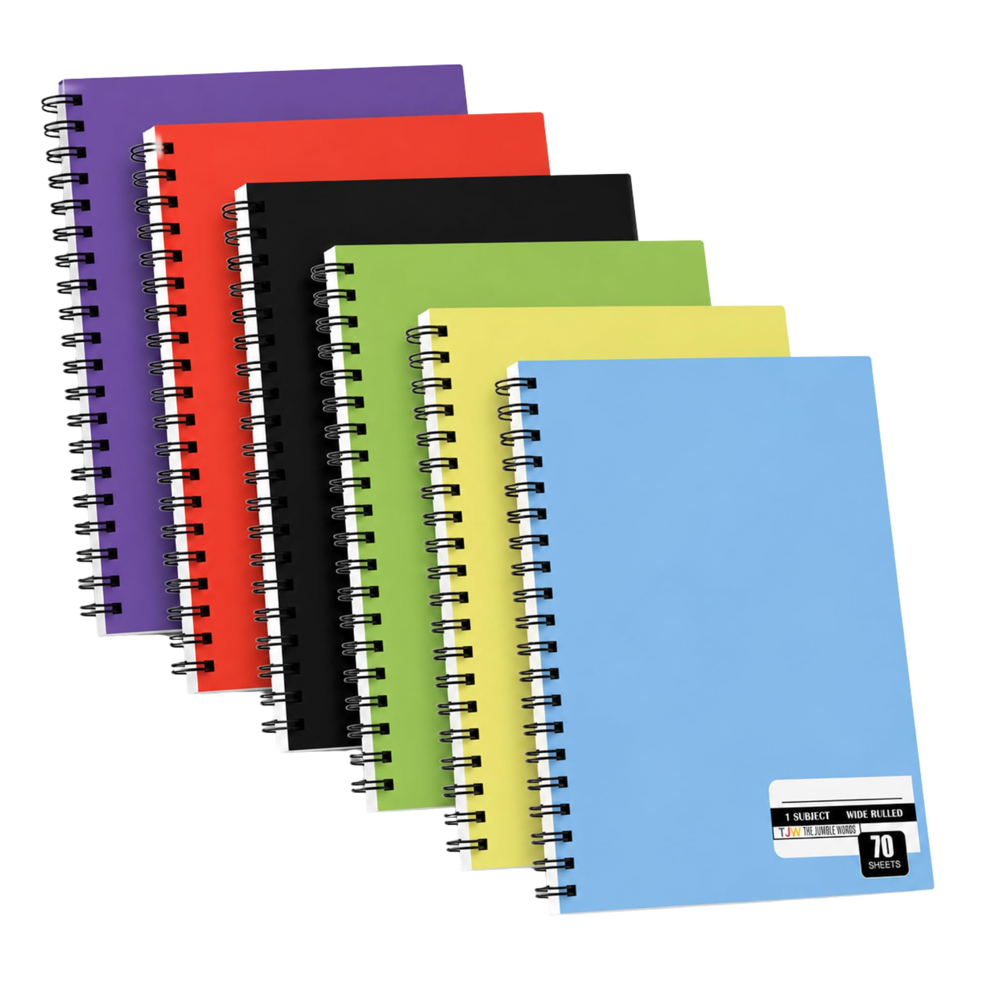 Quaderni a spirale Confezione da 36, 1 soggetto, quaderni a righe universitarie, 70 fogli, 26,7 x 19,1 cm, pagine di qualità, copertina resistente, quaderni per lavoro 6 colori