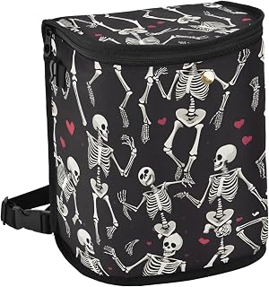 Bolaz Skull Dancing Car Trash Can with Lid for Back Seat Car Trash Bin Hanging Leakproof Automotive Garbage Can Car Organizer