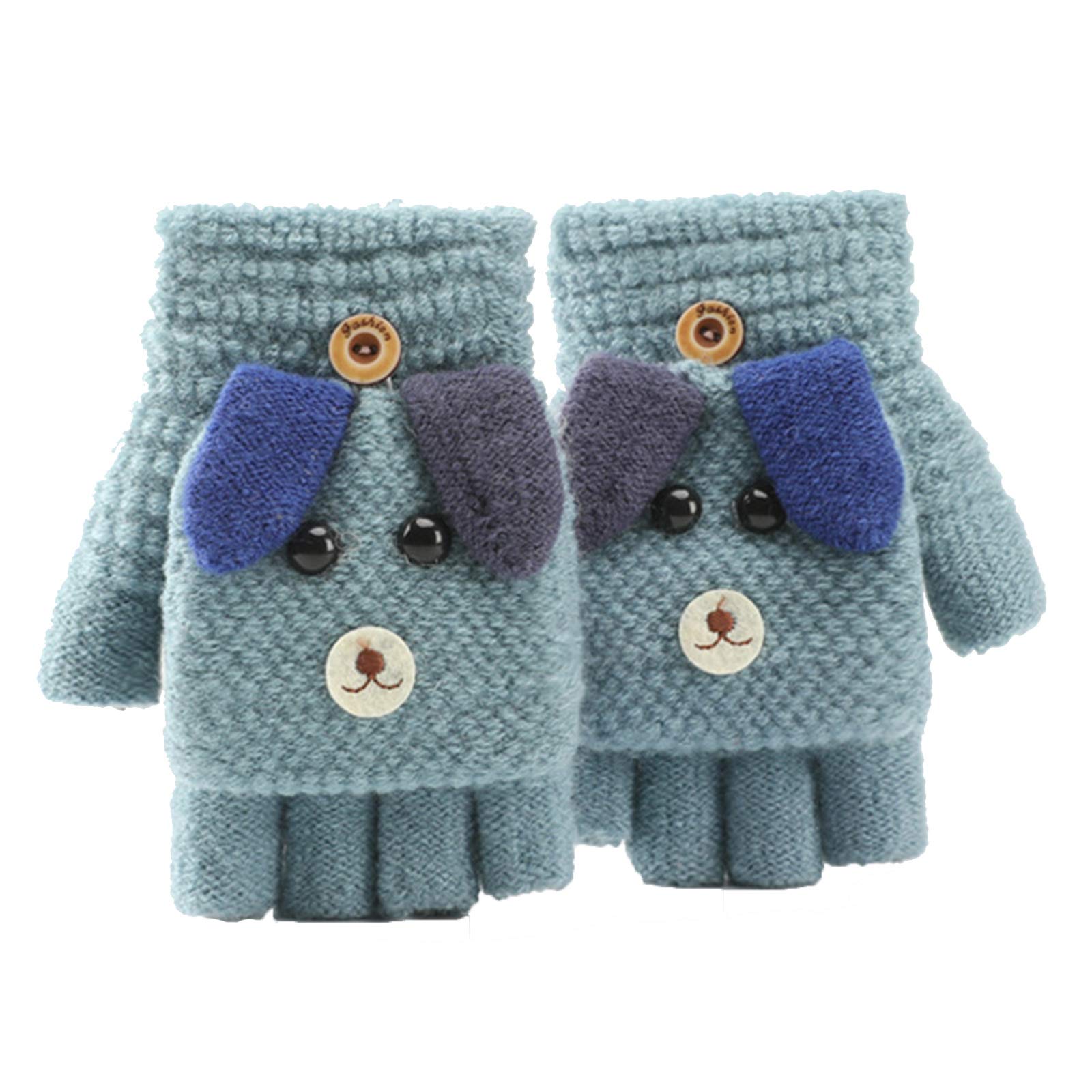 Kinderhandschuhe Mit Kappe & Klappbaren Fingern - Winterwarme Strickhandschuhe Für 2-5 Jährige (Jungen & Mädchen) - Marineblau, Rosa, Grau