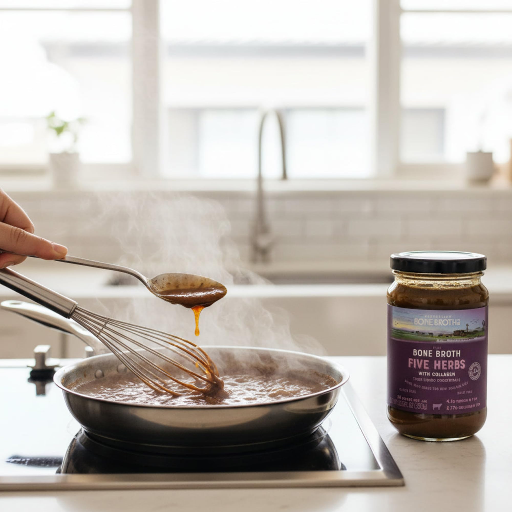 ABBCo Five Herbs Beef Broth Concentrate, Halal, Savoury Cooking Stock Base for Soups, Gravies & Sauces, Just Add Hot Water, 13.26Floz