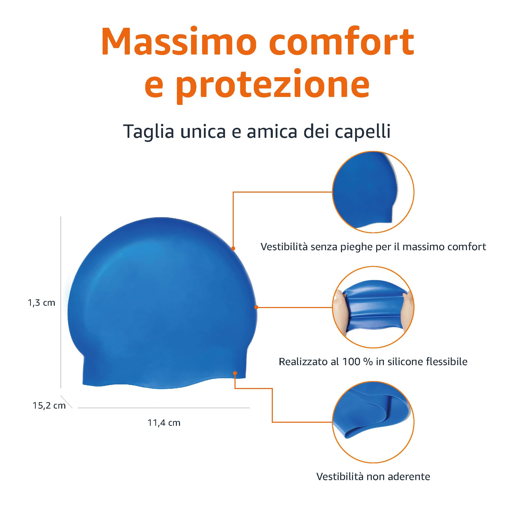 Amazon Basics - Cuffia da Bagno Unisex in Silicone