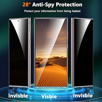 Fotbor for Samsung Galaxy S24 Ultra 28 Privacy Screen Protector and Camera Lens Protector, [3s Installation], Fingerprint ID 9H+ Tempered Glass 2Pack