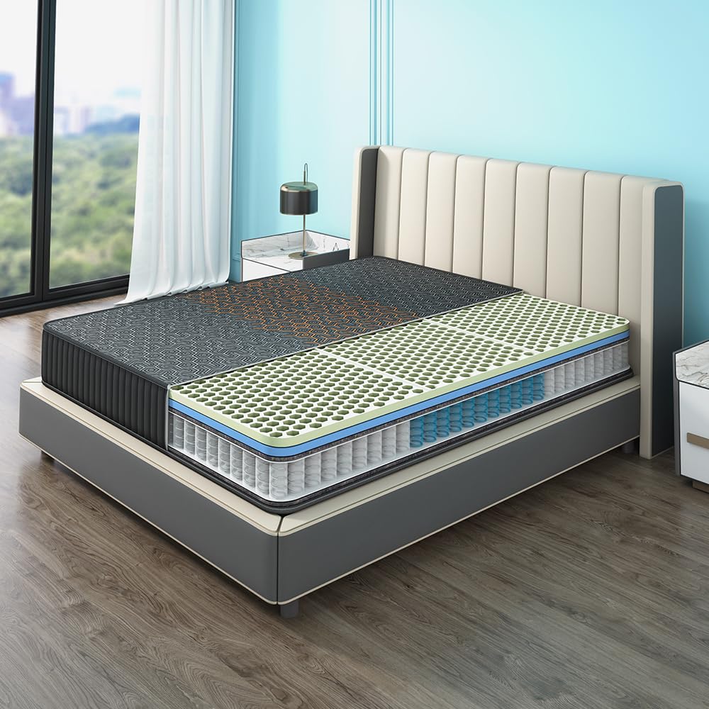 Sleepyhead Technic Hybrid Designed by Duroflex - 3 Zone 6D Hexagon Grid Mattress with Pocket Spring |10 Years Warranty |Medium Firm |3000+ Air Pockets |8 Inch King Size Bed Mattress (78x72x8 Inch)
