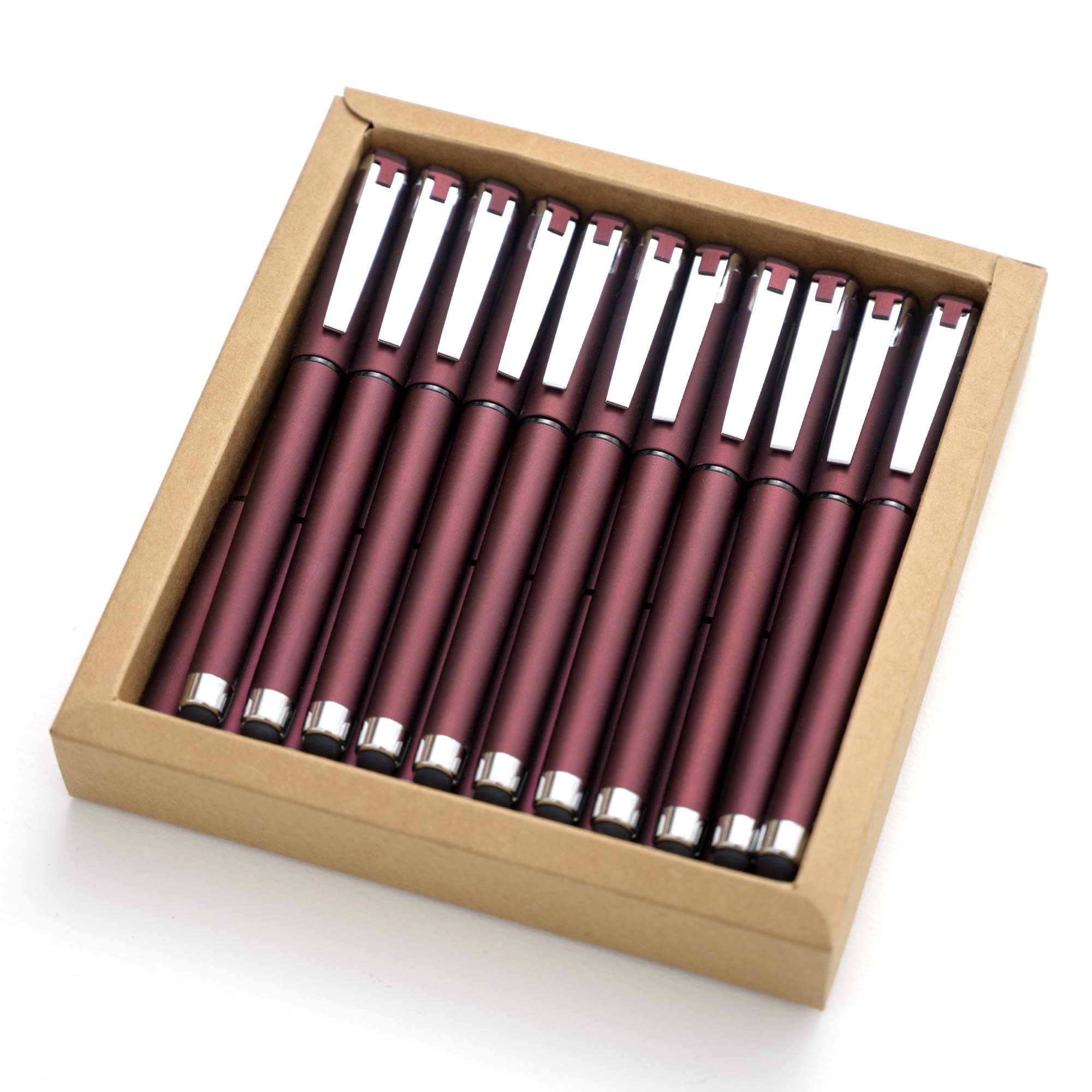 MiSiBao Lot de 18 stylos à bille 2 en 1 à pointe moyenne avec stylet pour écriture lisse pour le bureau Bordeaux